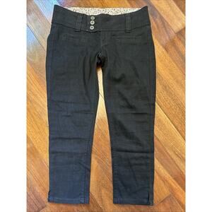 Vintage Y2K Bongo Capri Pants Super Low Rise Black Tiny Zipper
